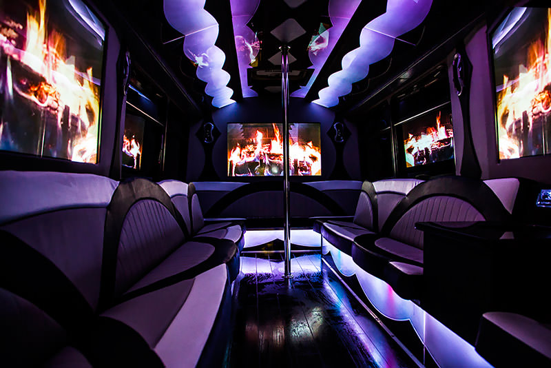 35-passenger party bus luxury interior